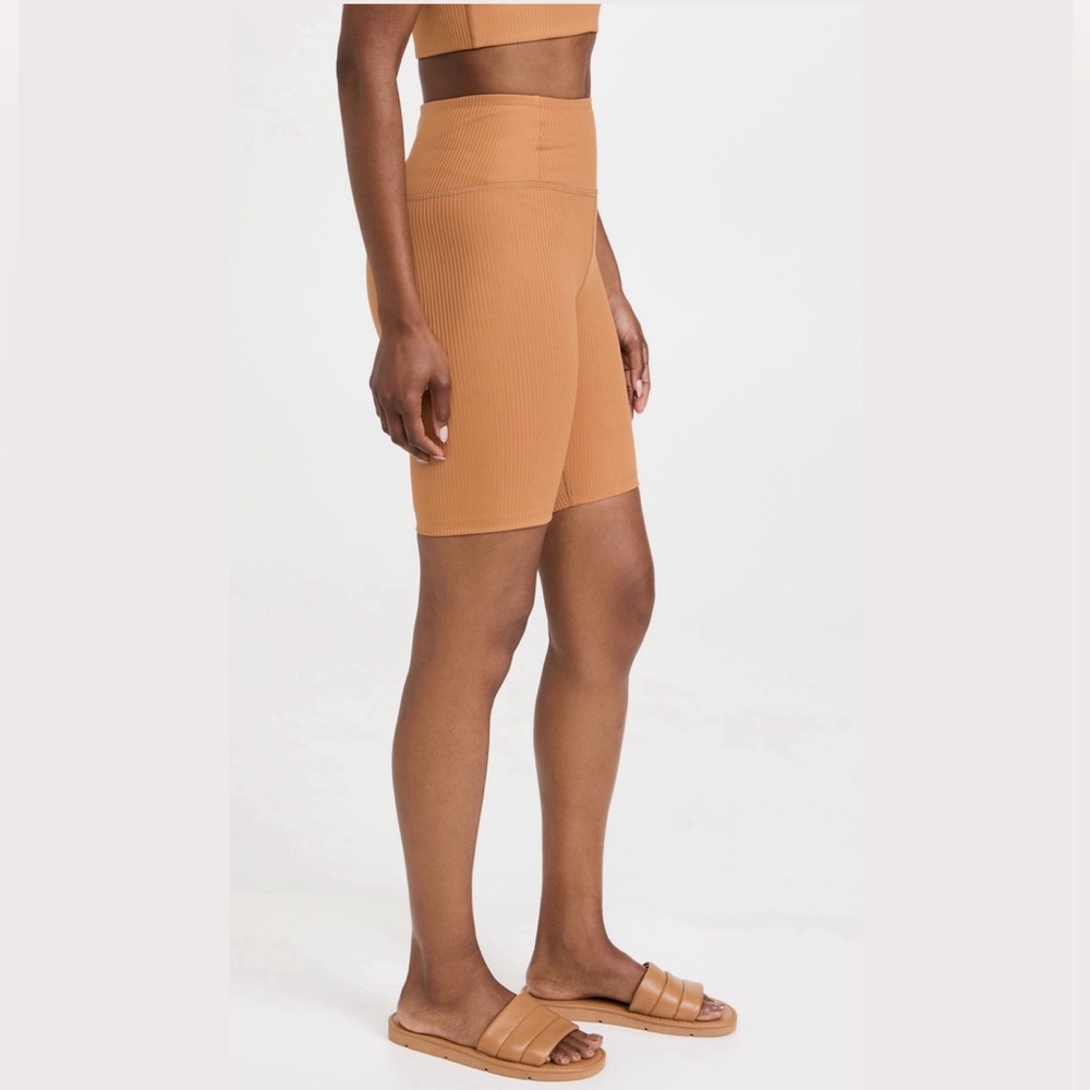 NWT Girlfriend Collective Rib Paloma Bra & Rib Bike Shorts Set in Toffee Brown - Picture 16 of 16
